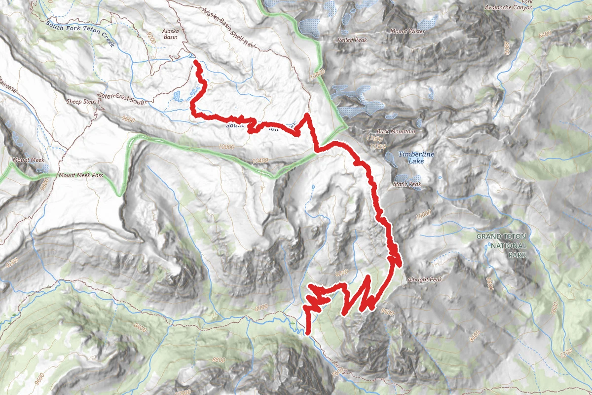 Alaska Basin Trail route map