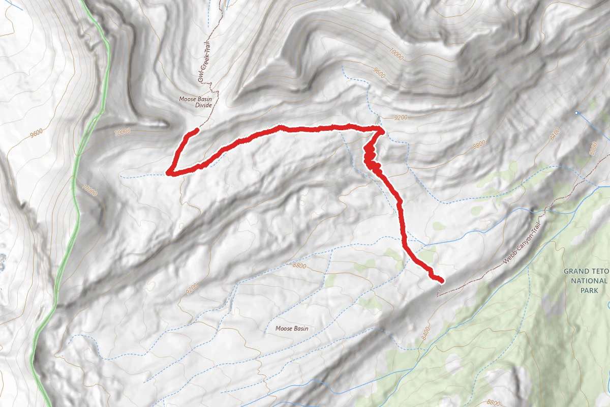 Moose Basin Divide Trail route map