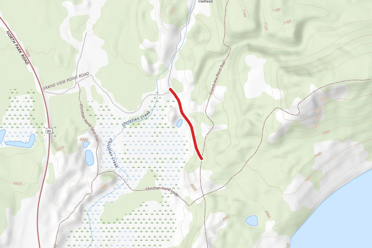 Grandview Point Trail South Spur route map
