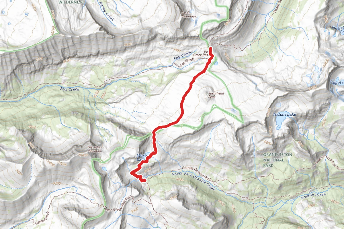 Fox Creek Pass Trail route map