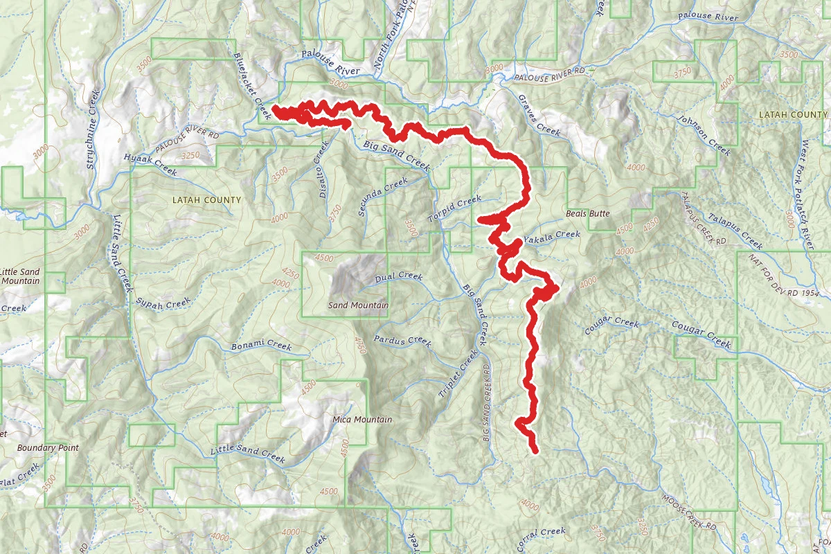 Palouse Ohv-Sand-Moose route map