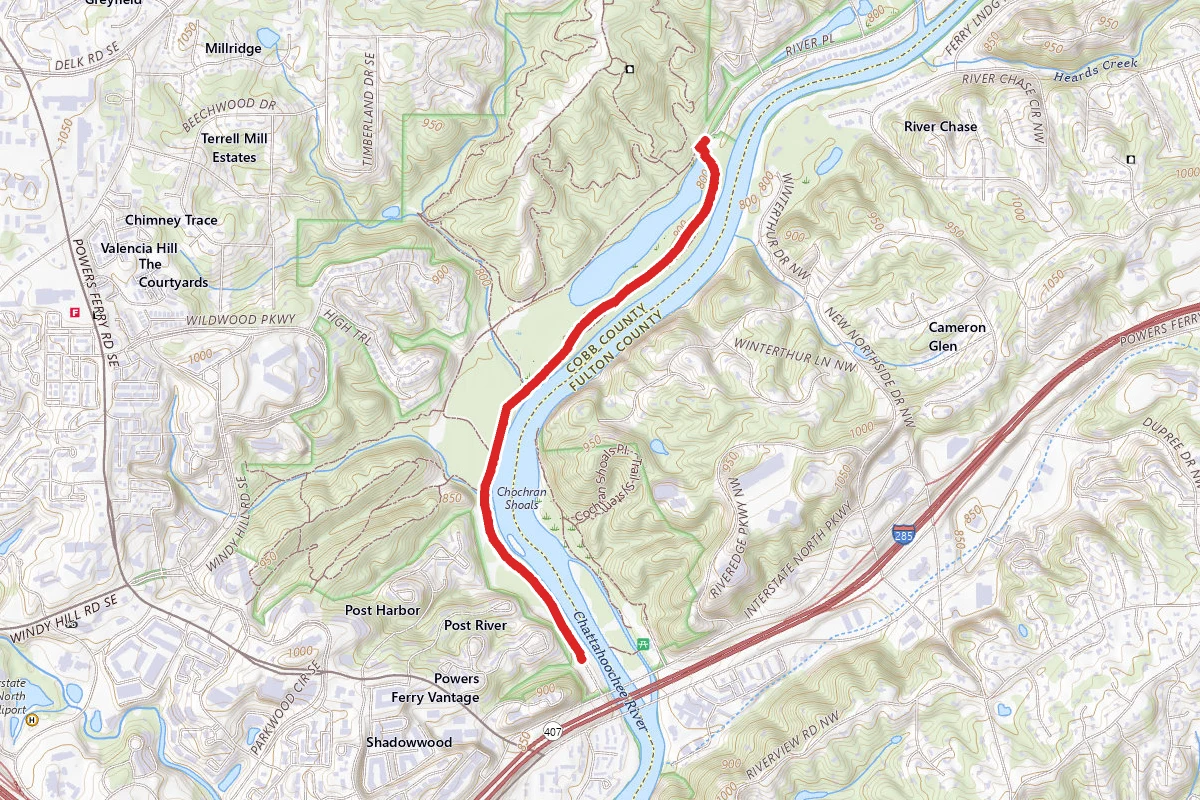 Chattahoochee River Trail from Columns Drive