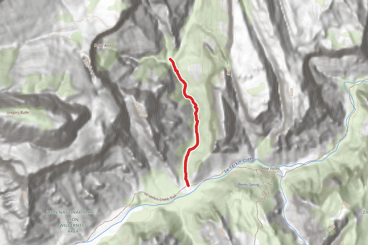 Kolob Arch Trail route map