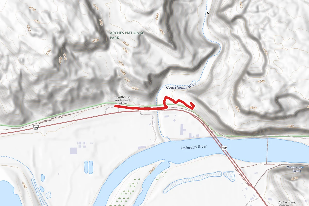Courthouse Wash Panel route map