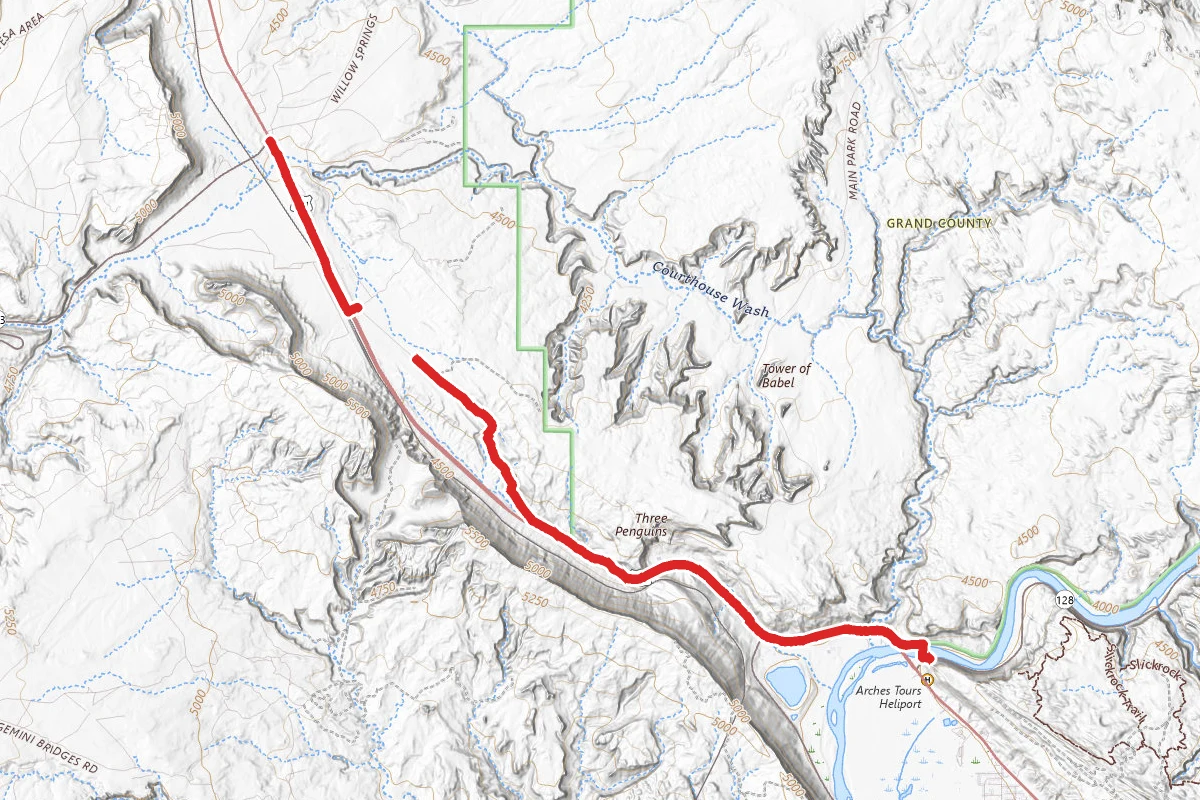 Moab Canyon Pathway route map