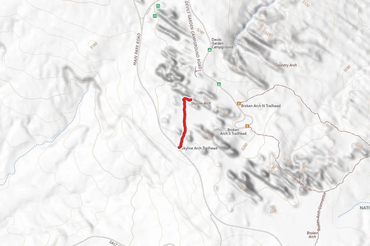 Skyline Arch route map