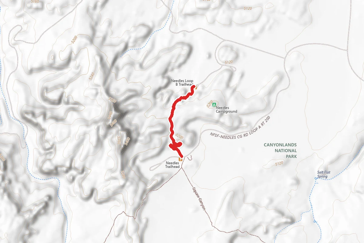 Squaw Flat Camp Ground Connector route map