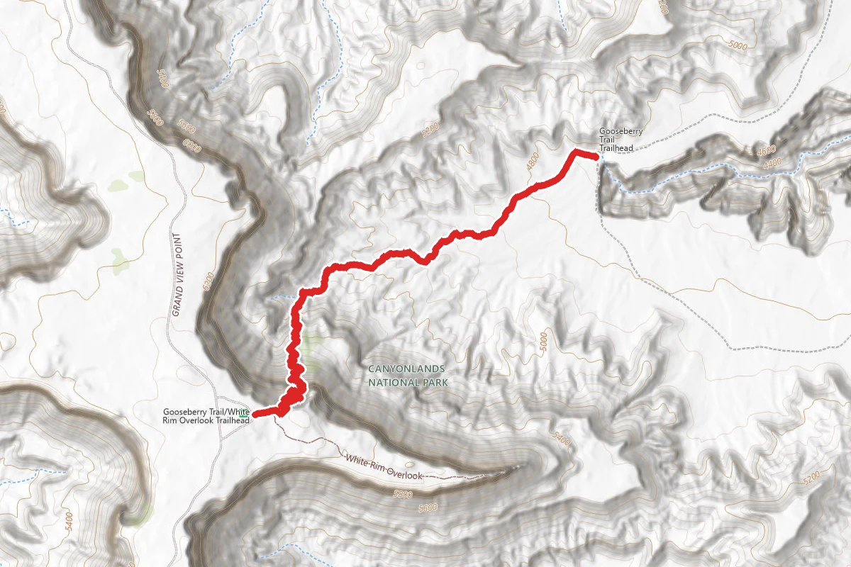 Gooseberry Canyon route map