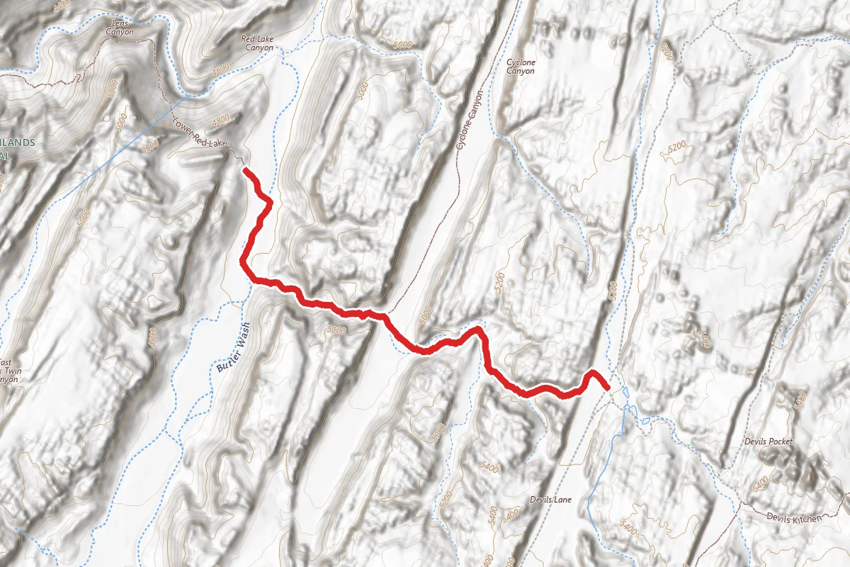 Red Lake Canyon route map