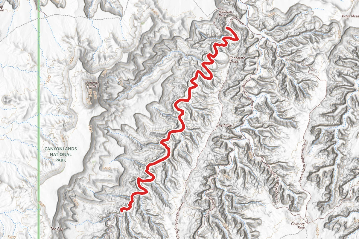 Upper South Fork route map