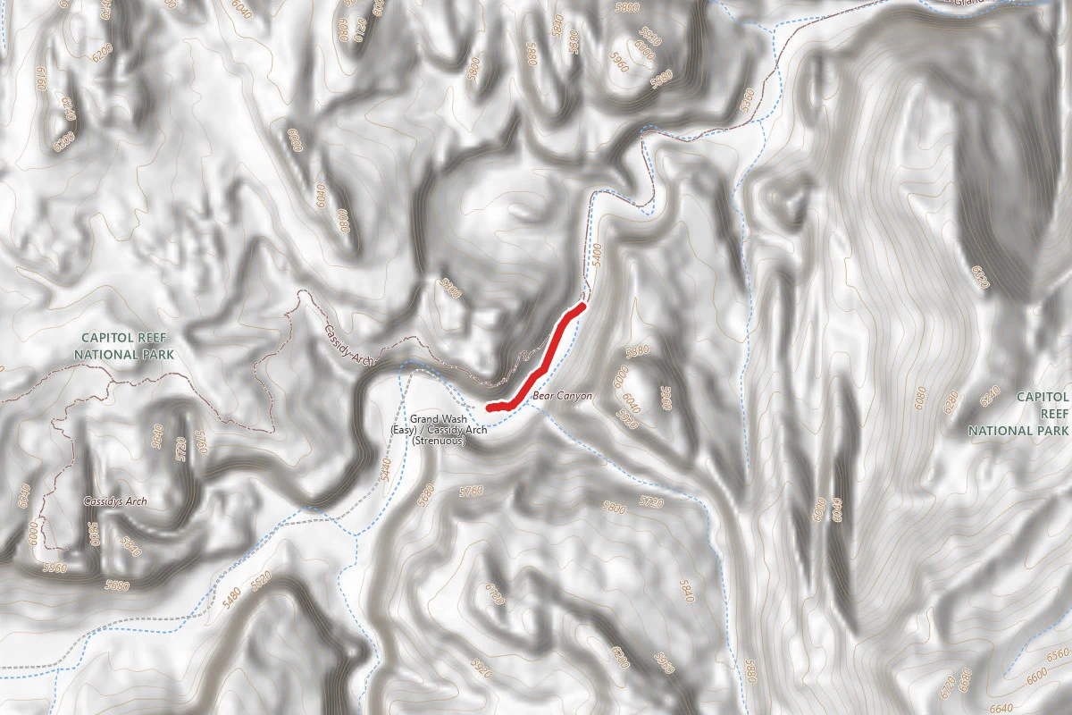 Grand Wash Trail route map