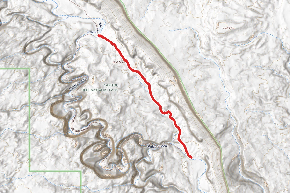 Halls Creek and Narrows route map