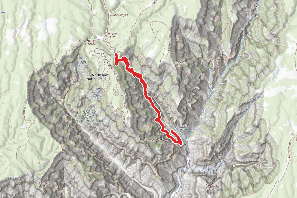 North Kaibab Trail to Roaring Springs