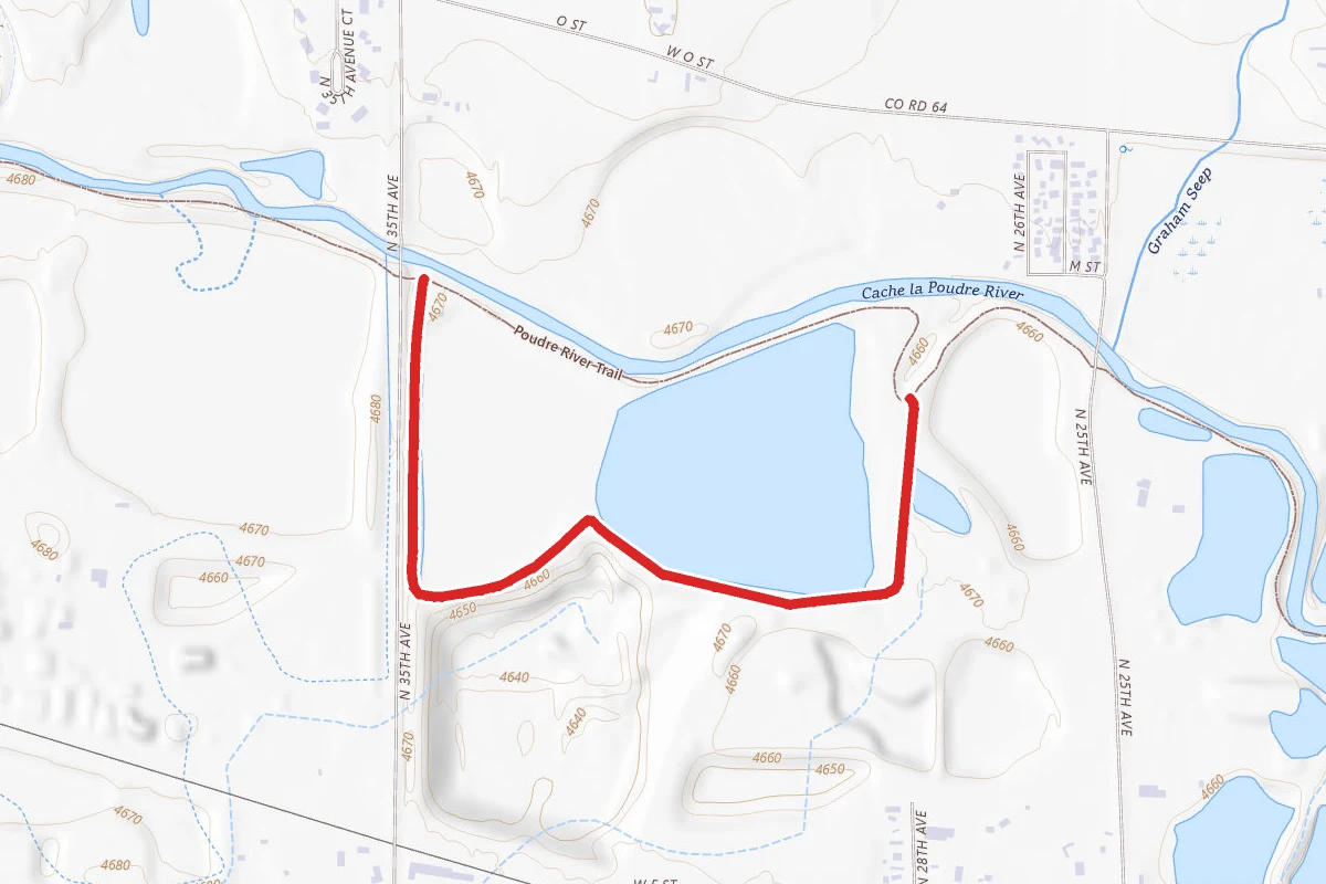 Poudre Ponds Trail route map