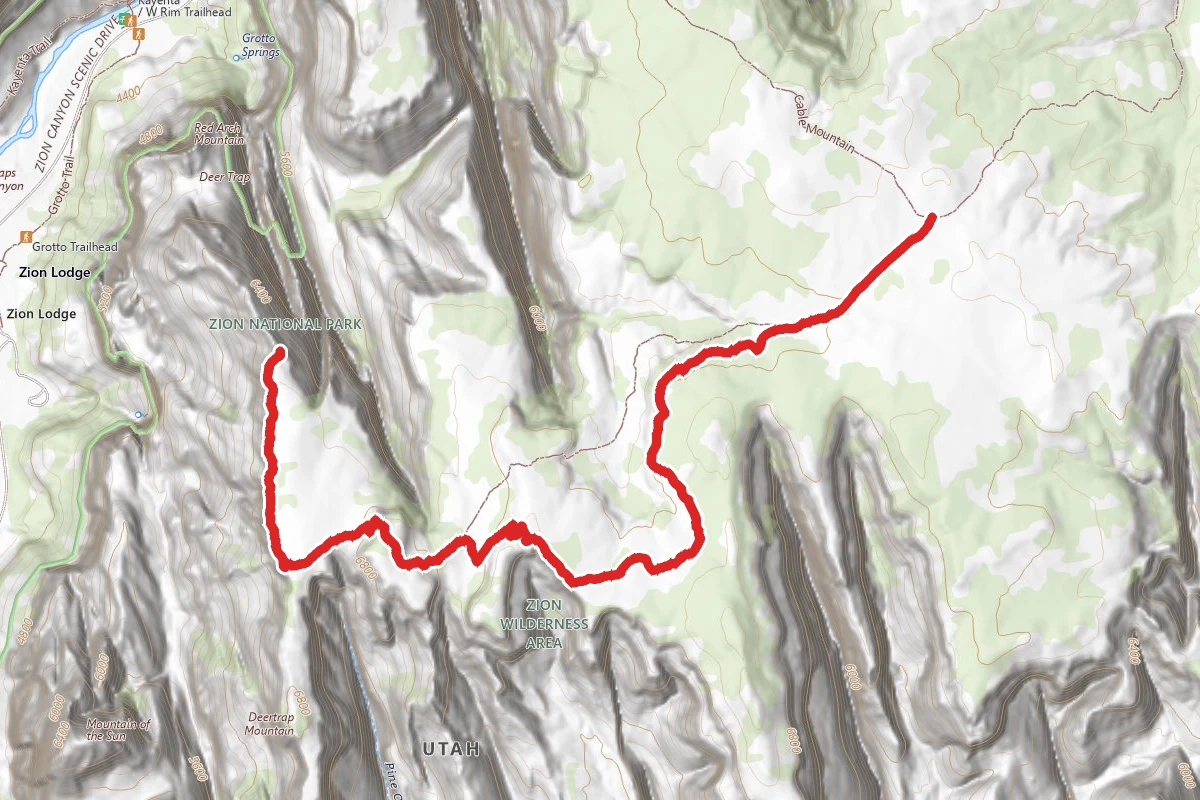 Deertrap Mountain route map