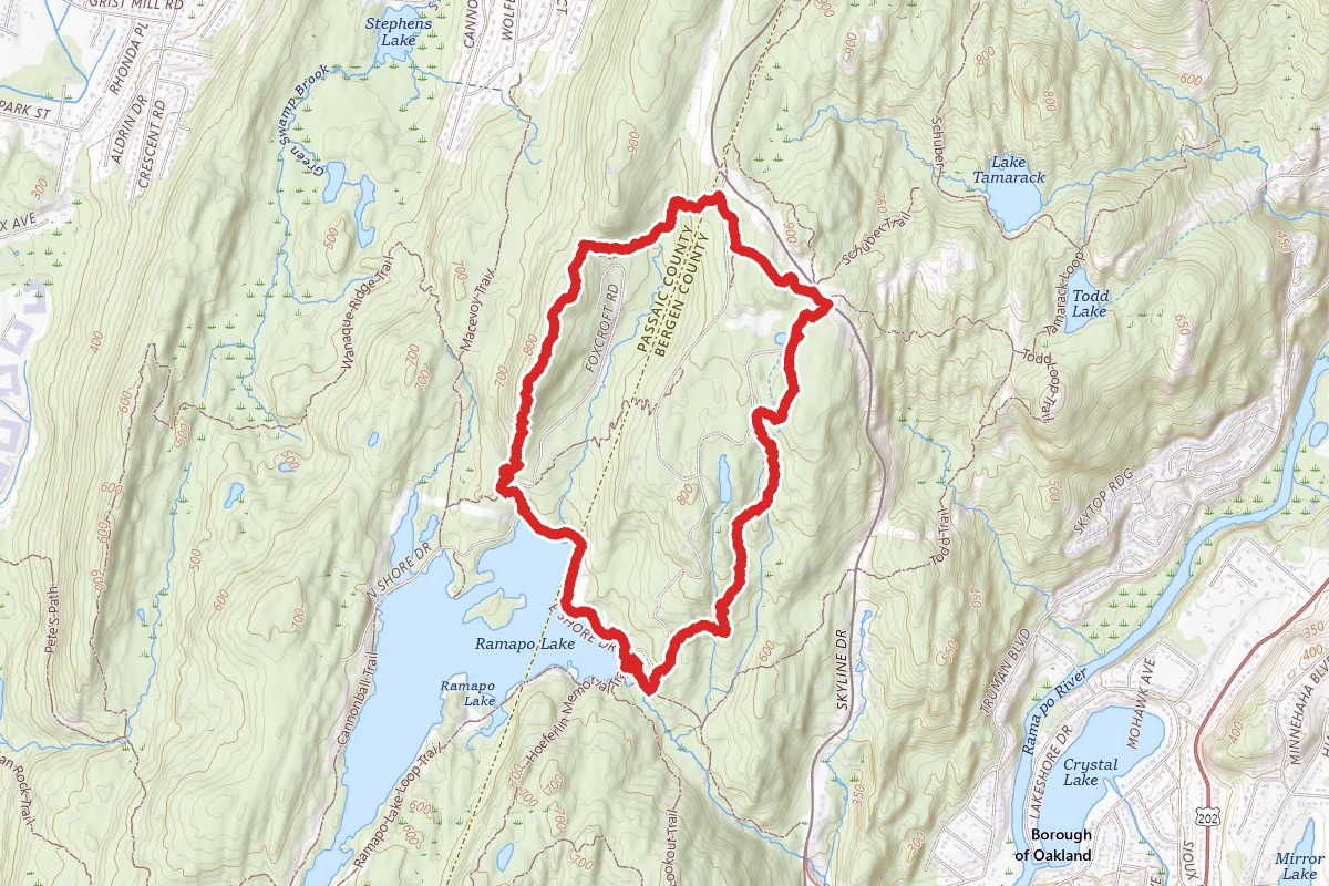 Yellow Trail, East Shore Drive, and Foxcroft Road Loop