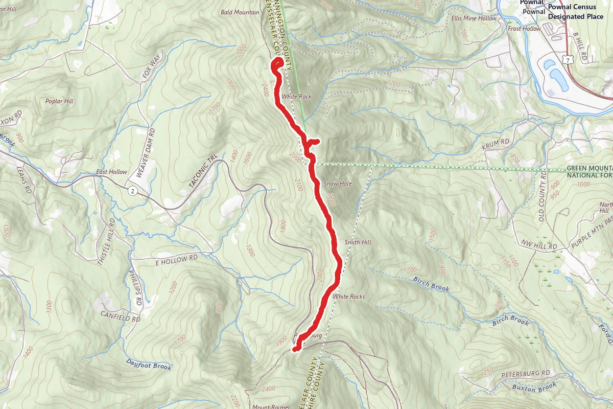 Taconic Crest Trail to White Rock and Snow Hole