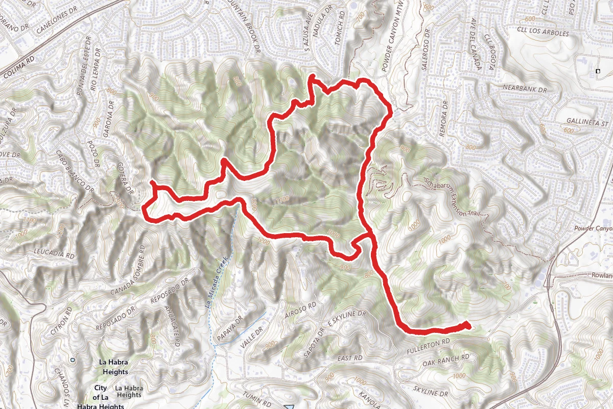 Schabarium Trail to Purple Sage Trail via Powder Canyon Motorway