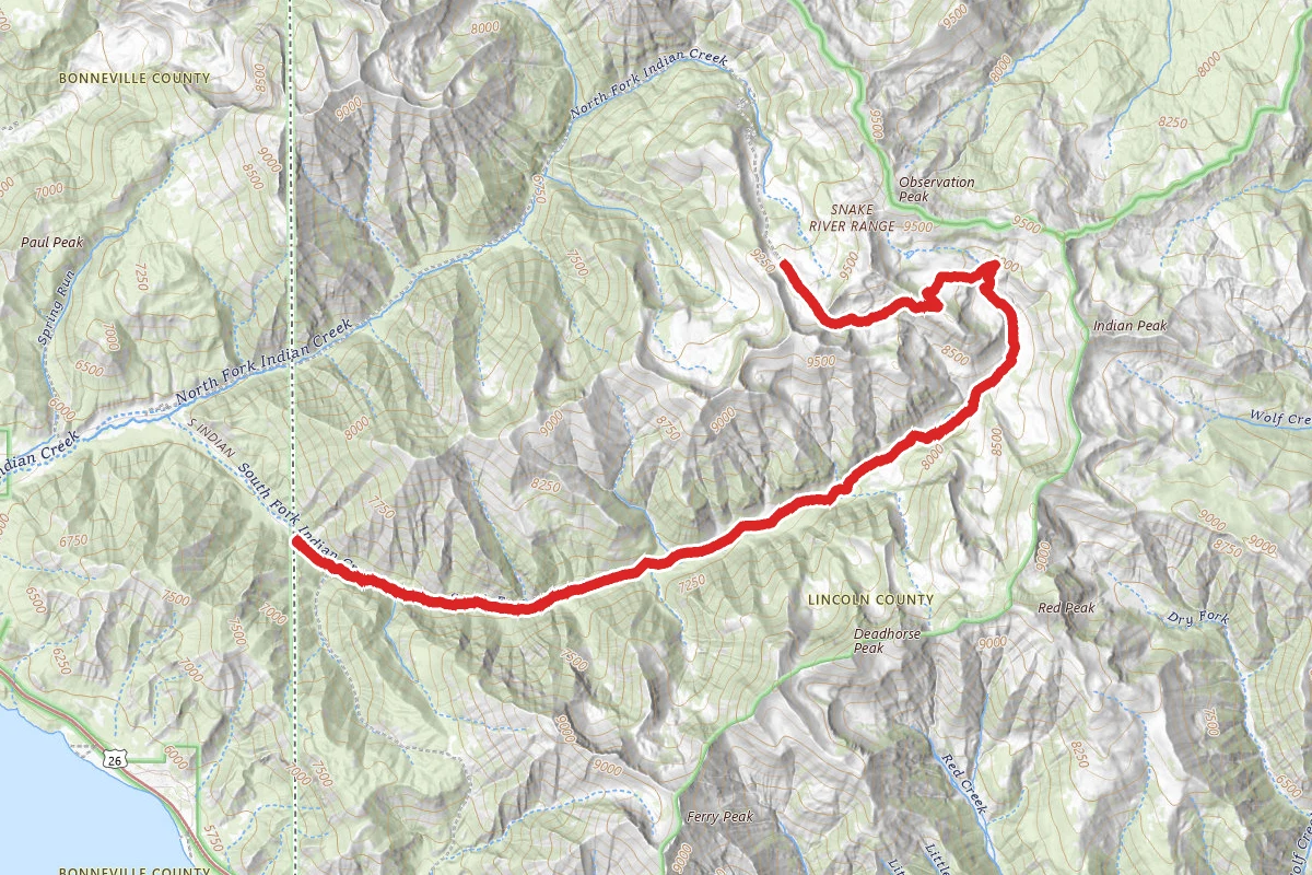 South Fork Indian Creek route map