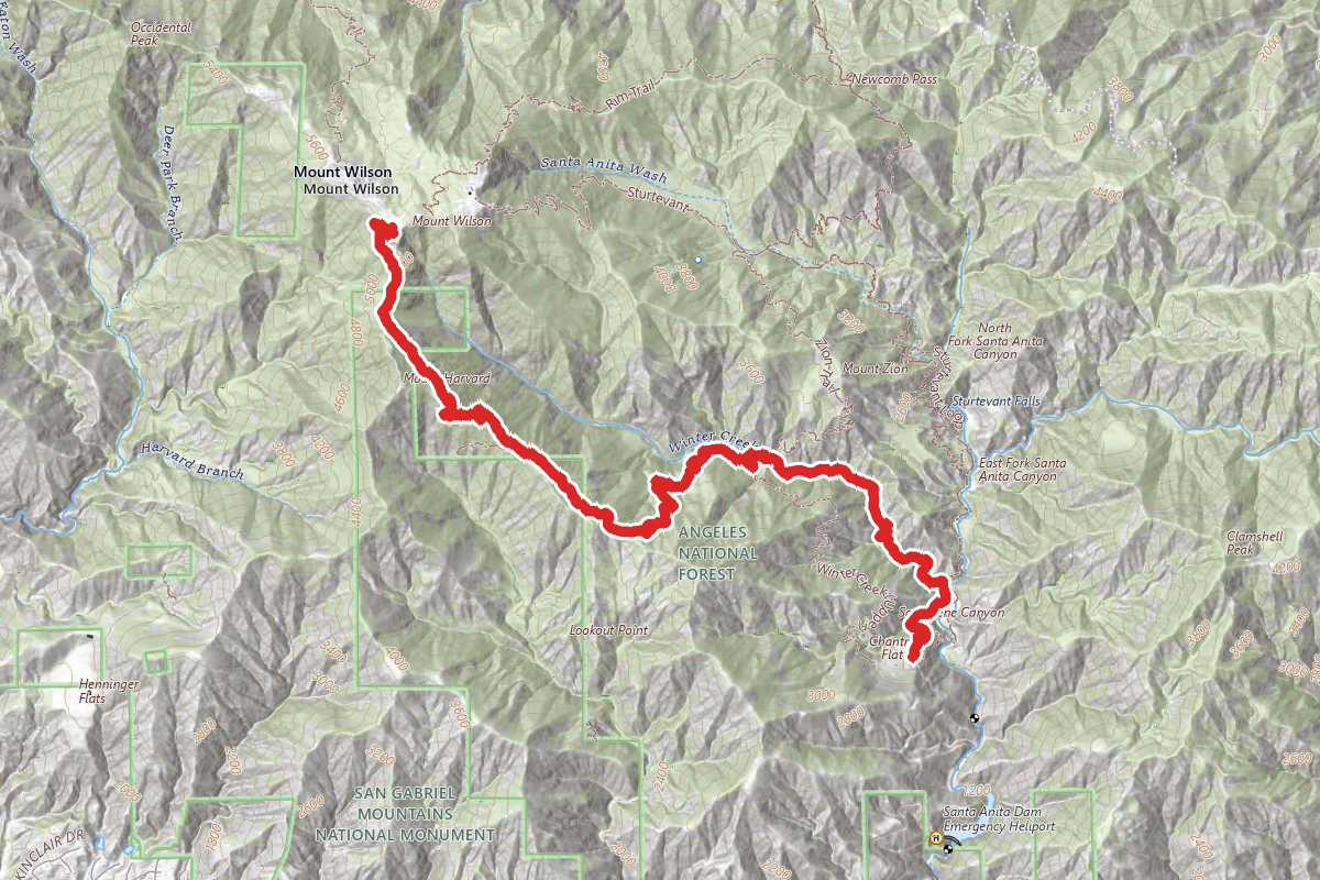 Mount Wilson to Chantry Flat via Winter Creek