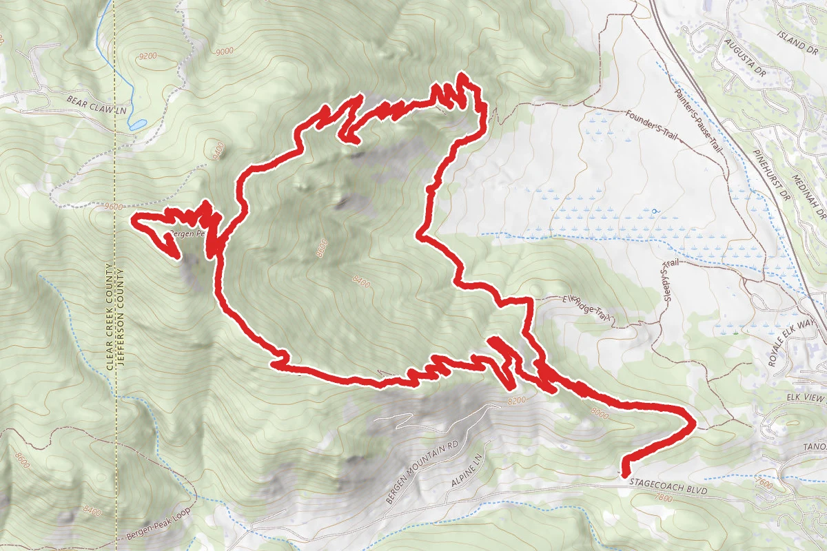 Bergen Peak via Meadow View, Bergen Peak and Too Long Trail Loop