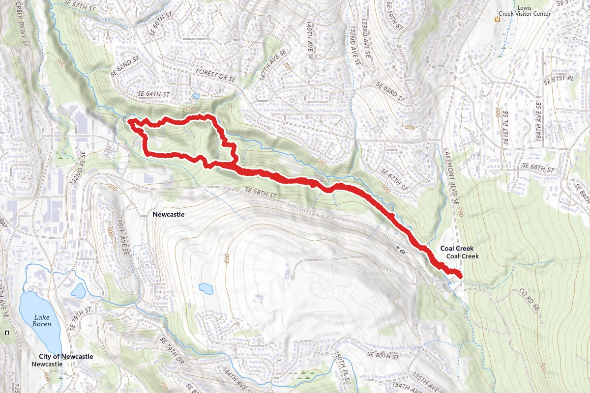 Coal Creek and Primrose Trail Loop from Lakemont Blvd