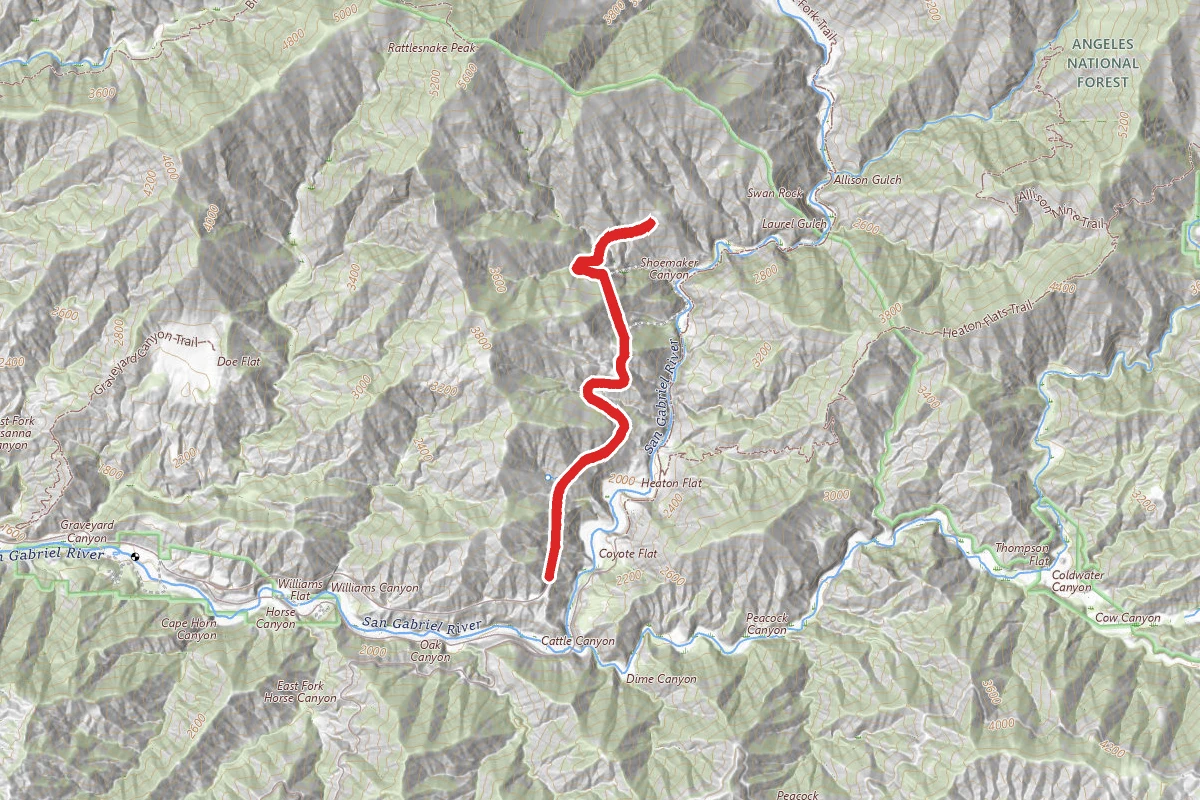 Shoemaker Canyon Road, East Fork San Gabriel River