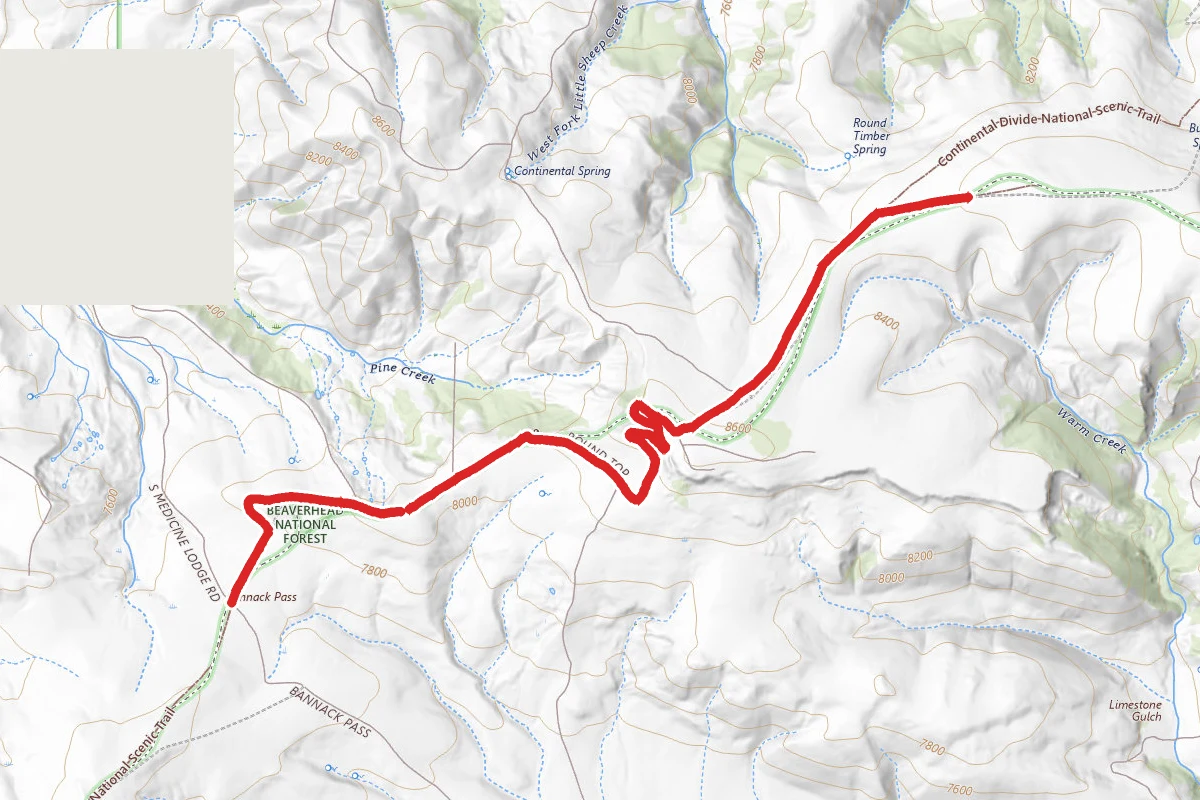 Continental Divide route map