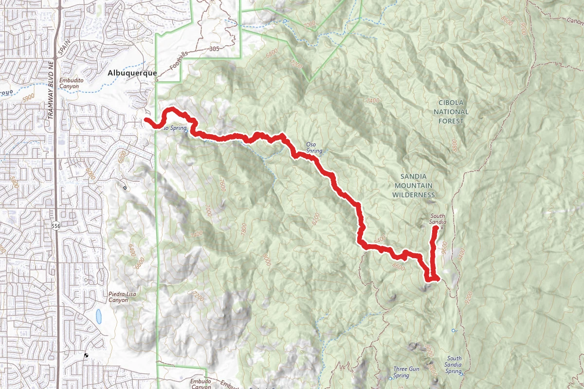 South Sandia Peak via Embudito Trail #192
