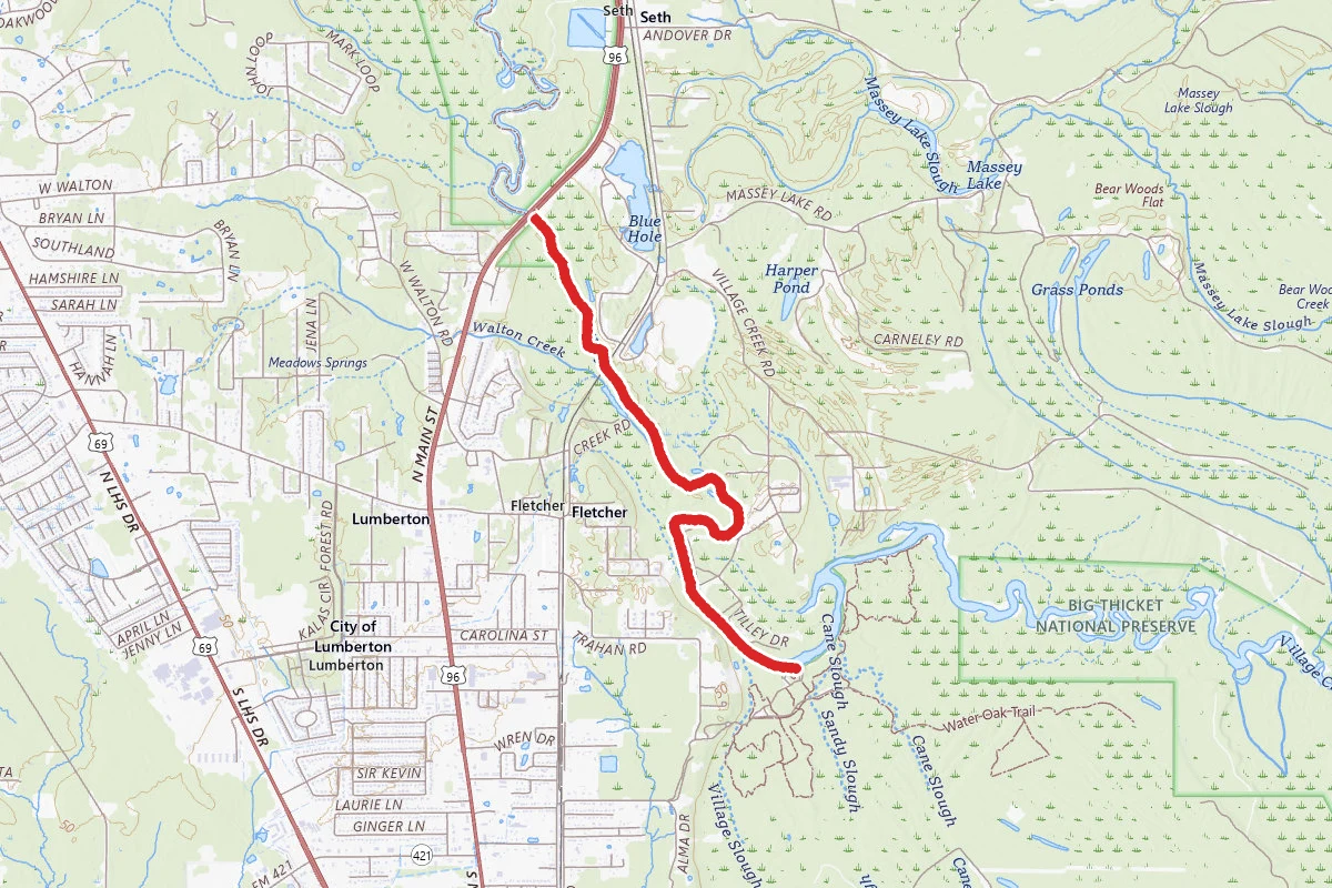 Hwy 96 to Village Creek State Park