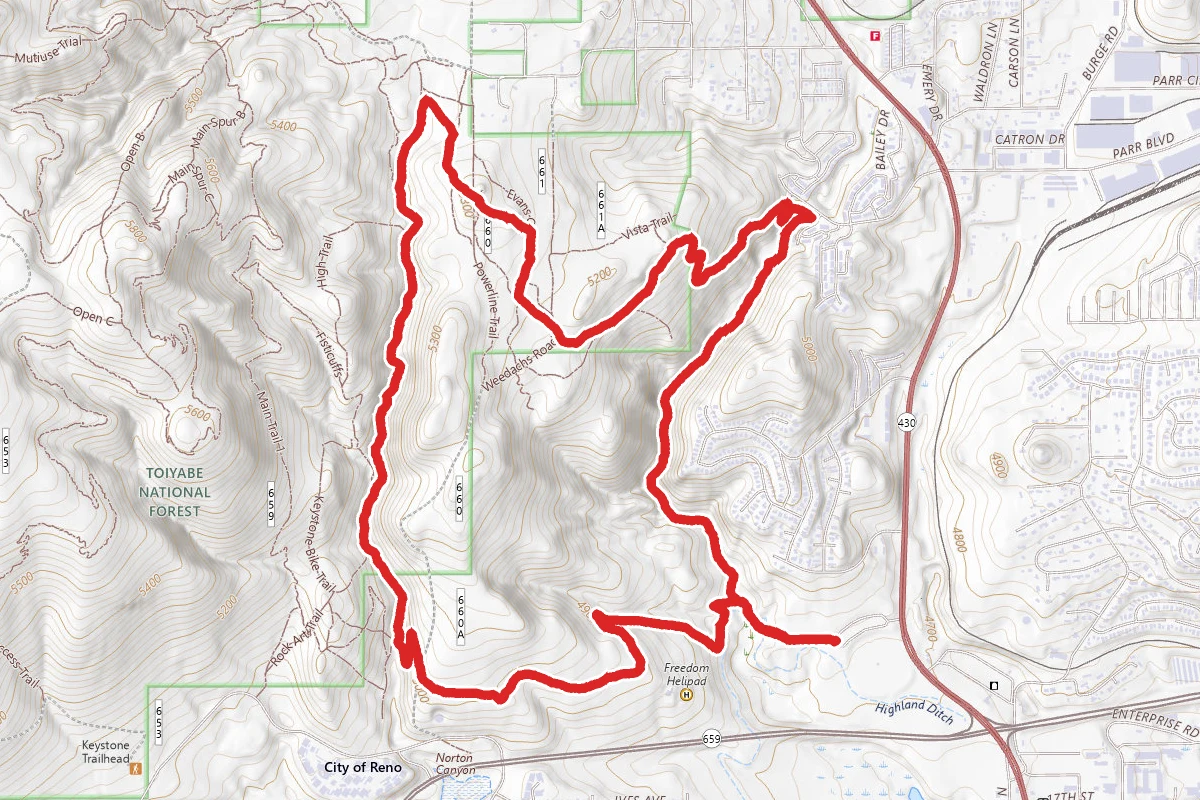 Evans Canyon Trail to Keystone Canyon Trail Loop