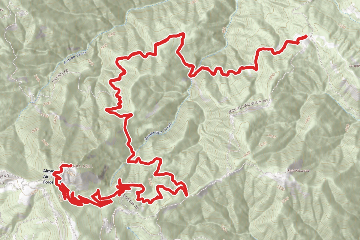 Mount Umunhum Trail via Woods Trail