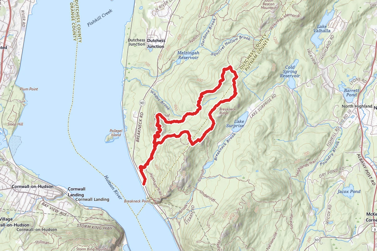 Breakneck Ridge, Notch Trail, Wilkinson Trail to Sugarloaf Mountain