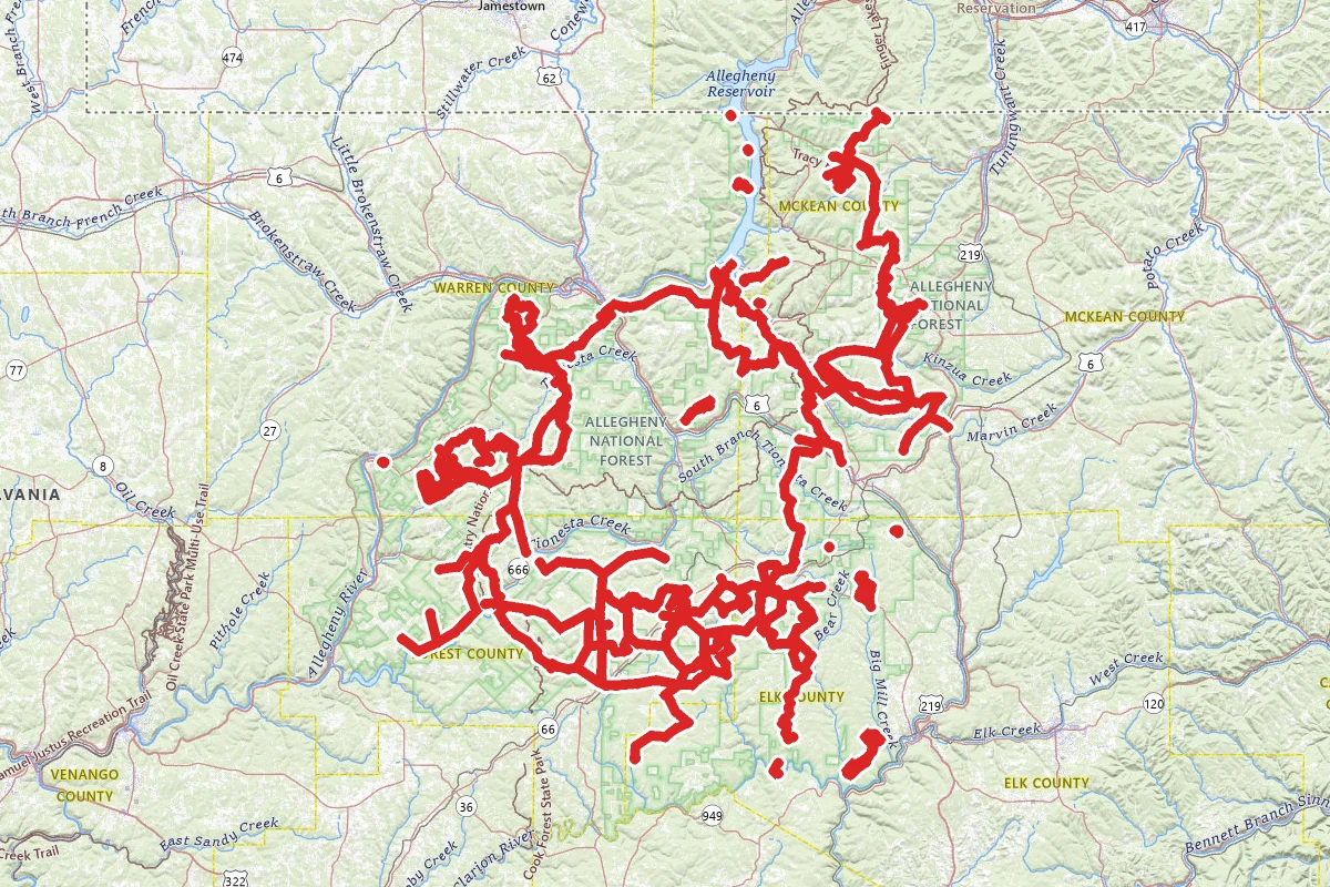 Allegheny National Forest Trails route map