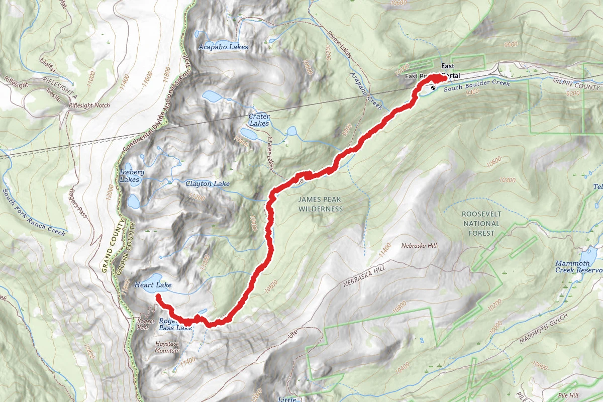 Rogers Pass Trail to Rogers Pass Lake and Heart Lake