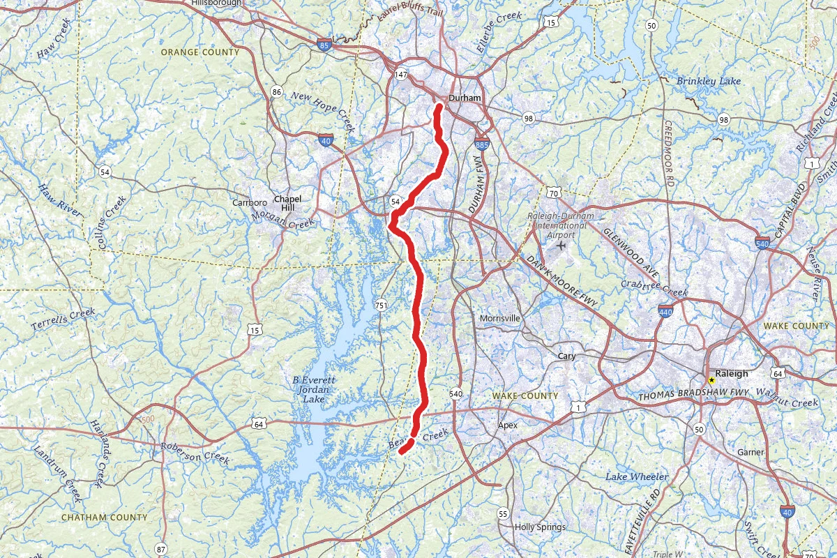 American Tobacco Trail from Southern Terminus