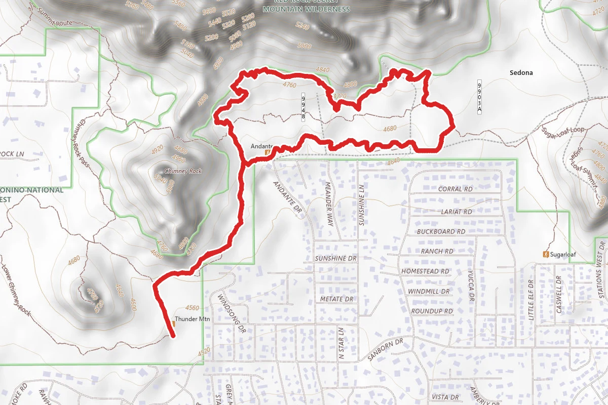 Thunder Mountain Trail to Andante Loop