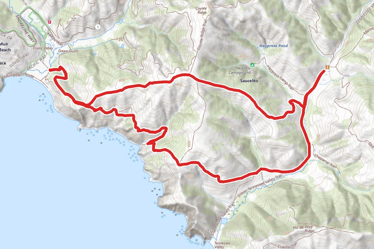 Tennesse Valley to Muir Beach and Fox Trail