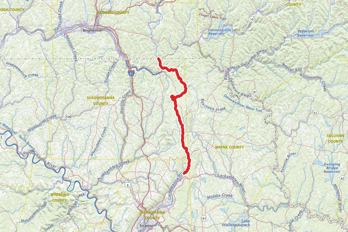 D&H Rail-Trail route map