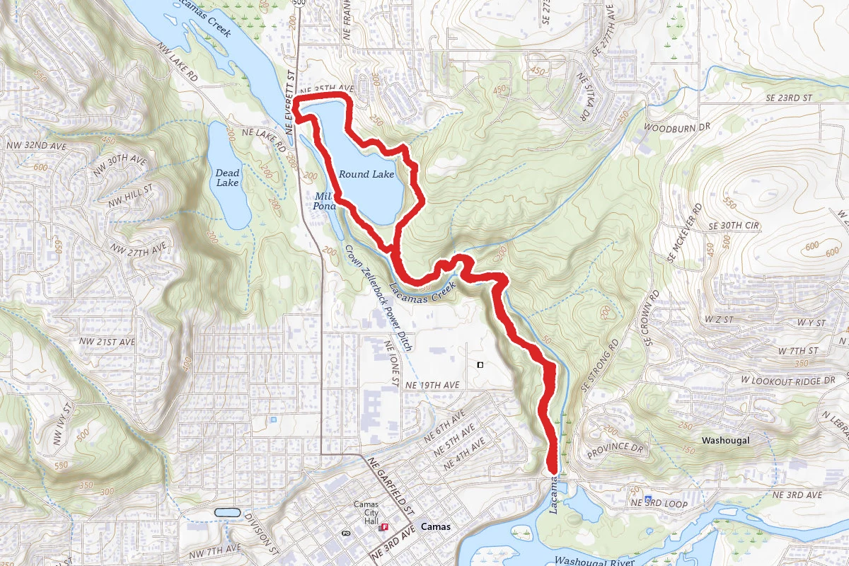 Round Lake and Camas Potholes Falls via Lacmas Creek