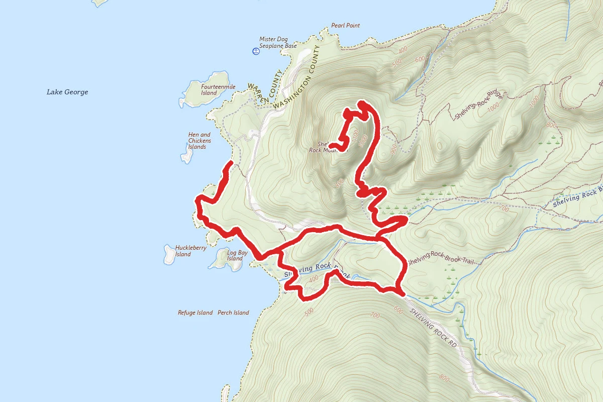 Shelving Rock Mountain and Shelving Rock Falls Trail