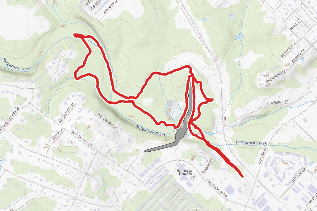 Lower Purgatory Creek Greenspace to Dante's Trail Loop