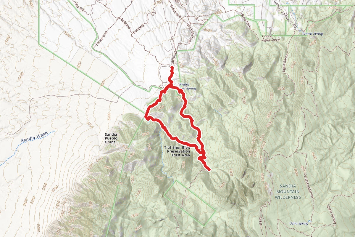 Piedra Lisa Trail and Del Agua Trail Loop