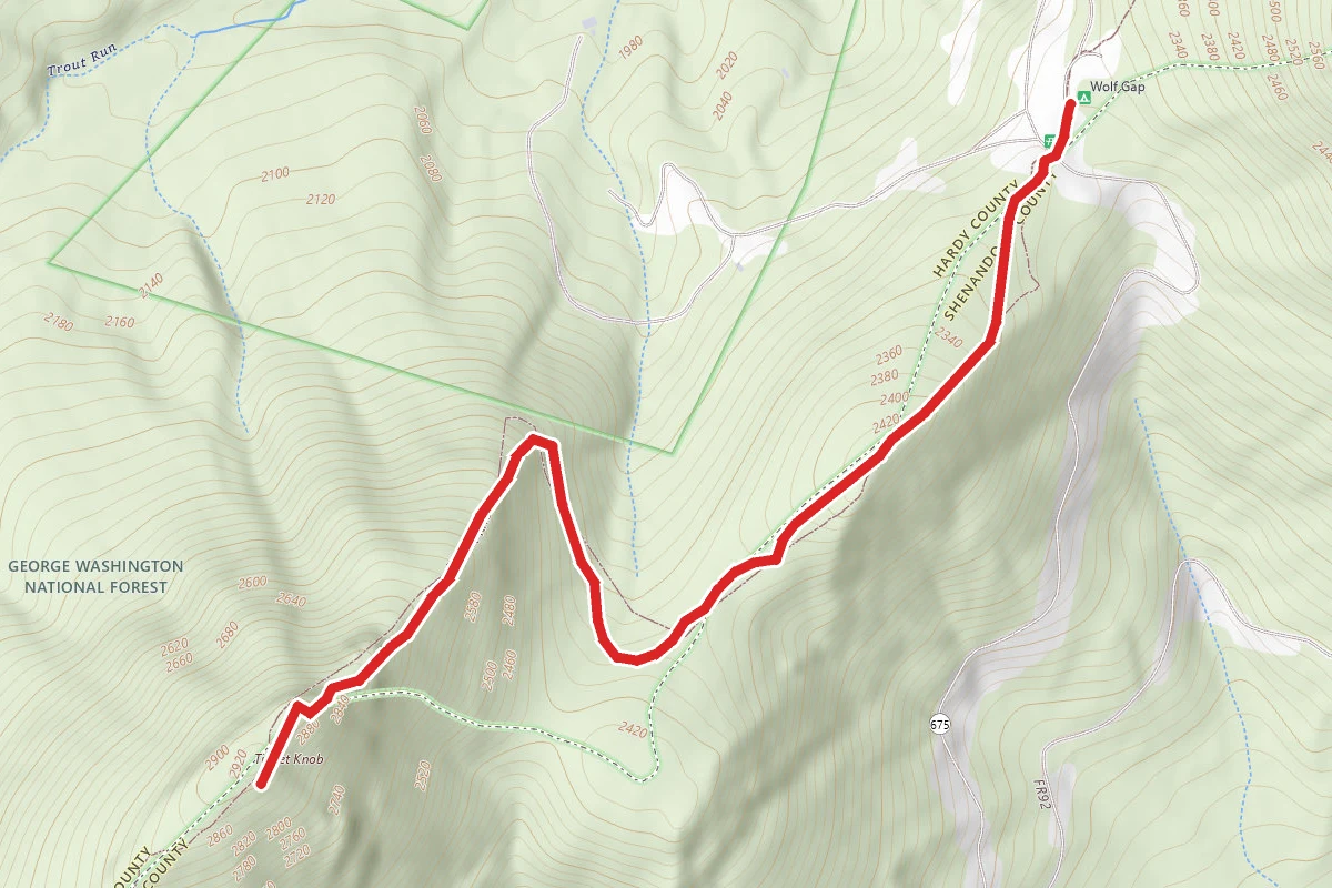 Tibbet Knob Trail from Wolf Gap Campground