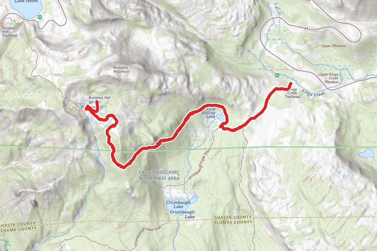 Cold Boiling Lake Trail to Bumpass Hell Trail