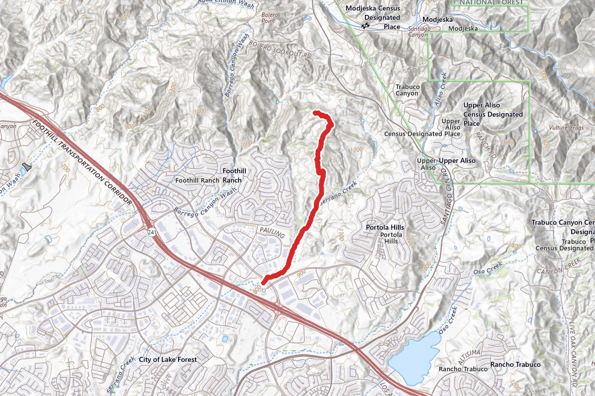 Serrano Road to Dreaded Hill Road