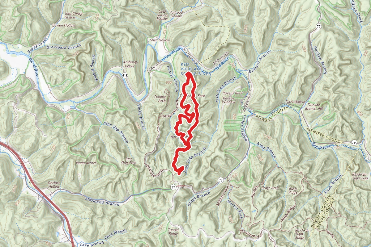 Courthouse Rock Trail to Auxier Branch Trail Loop