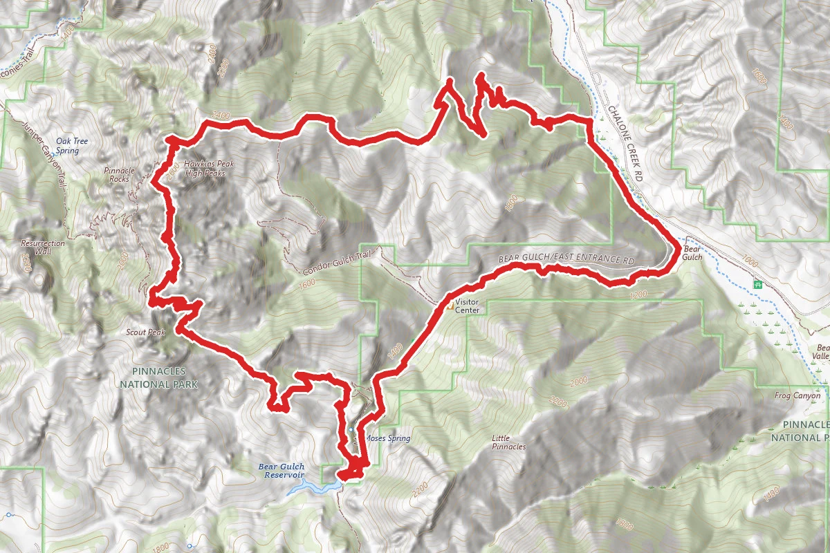 High Peaks and Bear Gulch Loop Trail route map