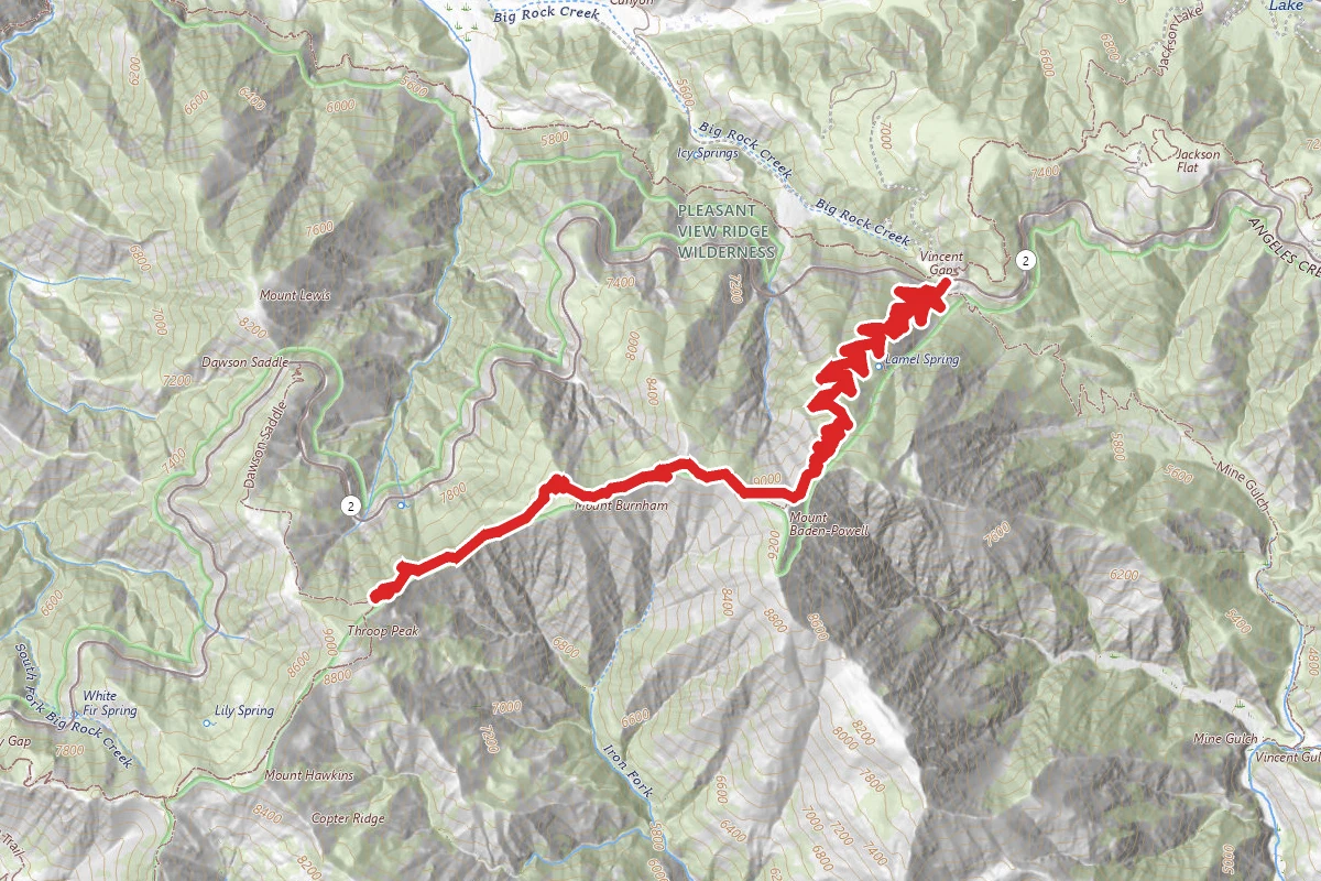 Vincent Gap to Mount Baden-Powell via PCT