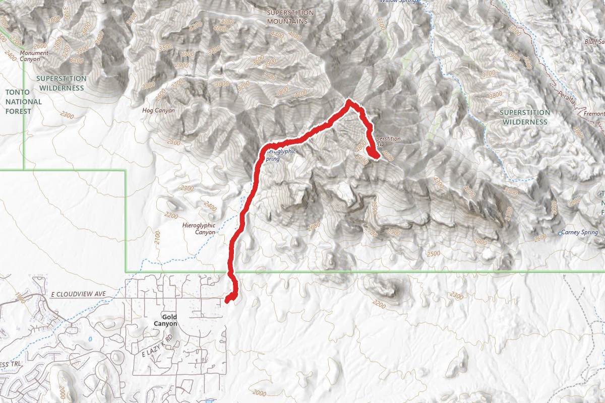 Superstition Peak 5057 via Hieroglyphic Trail